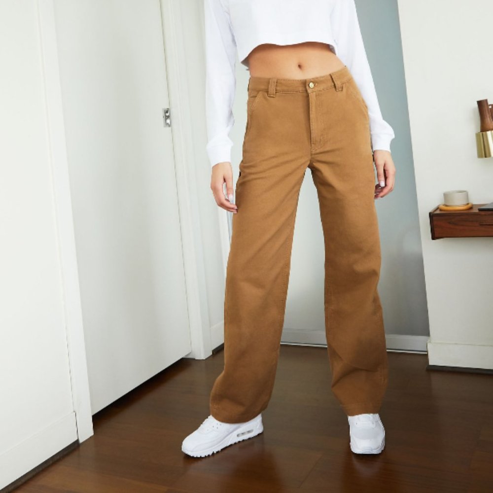Aritzia TNA Greenwich Pants in Caramel Brown